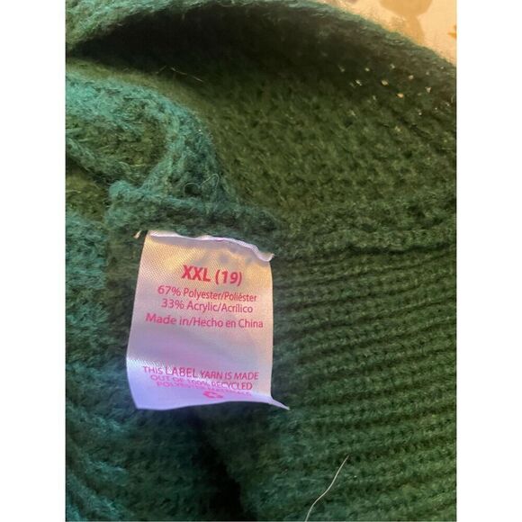 No Boundaries Green/Beige Color Block Knit Twist V-Neck Acrylic Cropped Long Sle - Picture 14 of 14